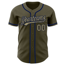 Load image into Gallery viewer, Custom Olive Camo-Navy Authentic Salute To Service Baseball Jersey
