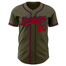 Load image into Gallery viewer, Custom Olive Red-Navy Authentic Salute To Service Baseball Jersey
