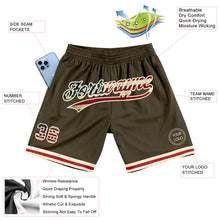 Load image into Gallery viewer, Custom Olive Vintage USA Flag-Cream Authentic Throwback Salute To Service Basketball Shorts
