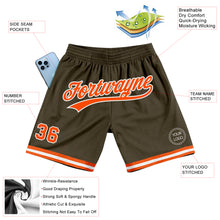 Load image into Gallery viewer, Custom Olive Orange-White Authentic Throwback Salute To Service Basketball Shorts
