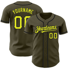 Load image into Gallery viewer, Custom Olive Neon Yellow-Black Authentic Salute To Service Baseball Jersey
