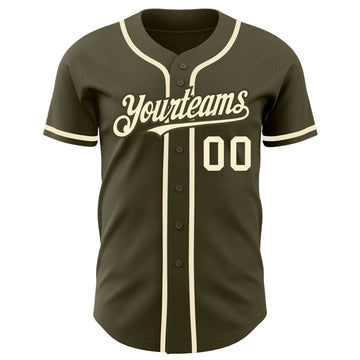 Custom Olive Cream Authentic Salute To Service Baseball Jersey