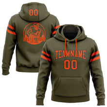 Load image into Gallery viewer, Custom Stitched Olive Orange-Black Football Pullover Sweatshirt Salute To Service Hoodie
