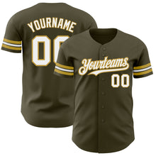 Load image into Gallery viewer, Custom Olive White-Old Gold Authentic Salute To Service Baseball Jersey
