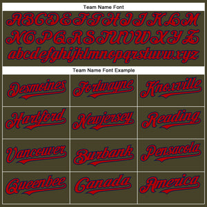 Custom Olive Red-Navy Authentic Salute To Service Baseball Jersey