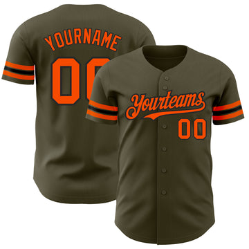 Custom Olive Orange-Black Authentic Salute To Service Baseball Jersey
