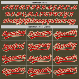 Custom Olive Red-Cream Authentic Throwback Salute To Service Baseball Jersey