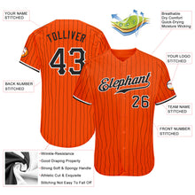 Load image into Gallery viewer, Custom Orange Black Pinstripe Black-White Authentic Baseball Jersey
