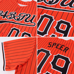 Custom Orange Black Pinstripe Black-White Authentic Baseball Jersey