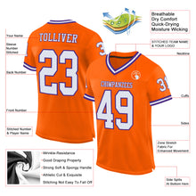 Load image into Gallery viewer, Custom Orange White-Purple Mesh Authentic Throwback Football Jersey
