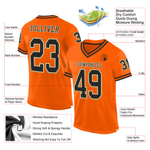 Load image into Gallery viewer, Custom Orange Black-Old Gold Mesh Authentic Throwback Football Jersey
