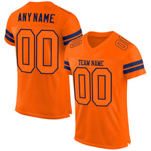 Load image into Gallery viewer, Custom Orange Orange-Navy Mesh Authentic Football Jersey
