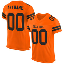 Load image into Gallery viewer, Custom Orange Black Mesh Authentic Football Jersey
