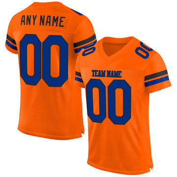 Custom Orange Royal-Black Mesh Authentic Football Jersey