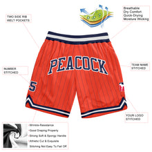 Load image into Gallery viewer, Custom Orange Navy Pinstripe Navy-White Authentic Basketball Shorts
