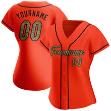Load image into Gallery viewer, Custom Orange Camo-Black Authentic Baseball Jersey
