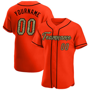 Custom Orange Camo-Black Authentic Baseball Jersey
