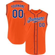 Load image into Gallery viewer, Custom Orange Royal-White Authentic Sleeveless Baseball Jersey
