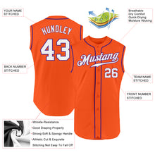 Load image into Gallery viewer, Custom Orange White-Purple Authentic Sleeveless Baseball Jersey
