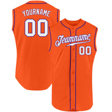 Load image into Gallery viewer, Custom Orange White-Purple Authentic Sleeveless Baseball Jersey
