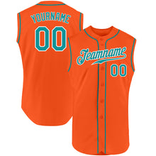 Load image into Gallery viewer, Custom Orange Teal-White Authentic Sleeveless Baseball Jersey
