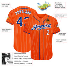 Load image into Gallery viewer, Custom Orange White Pinstripe Royal-White Authentic Baseball Jersey
