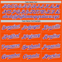 Load image into Gallery viewer, Custom Orange White Pinstripe Purple-White Authentic Baseball Jersey
