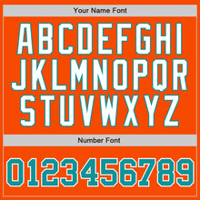 Load image into Gallery viewer, Custom Orange White Pinstripe Teal-White Authentic Baseball Jersey
