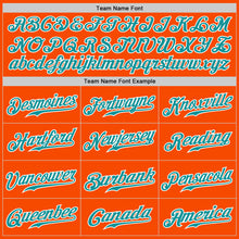 Load image into Gallery viewer, Custom Orange White Pinstripe Teal-White Authentic Baseball Jersey
