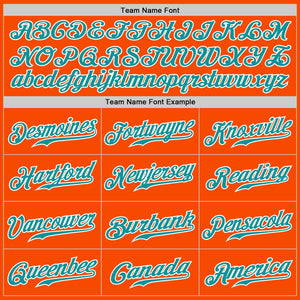 Custom Orange White Pinstripe Teal-White Authentic Baseball Jersey