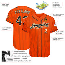 Load image into Gallery viewer, Custom Orange Black Pinstripe Black-Cream Authentic Baseball Jersey
