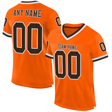 Load image into Gallery viewer, Custom Orange Brown-White Mesh Authentic Throwback Football Jersey
