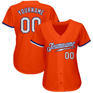 Custom Orange White-Royal Authentic Baseball Jersey