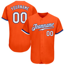 Load image into Gallery viewer, Custom Orange White-Royal Authentic Baseball Jersey
