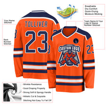 Load image into Gallery viewer, Custom Orange Navy-White Hockey Jersey
