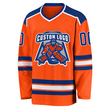 Load image into Gallery viewer, Custom Orange Royal-White Hockey Jersey
