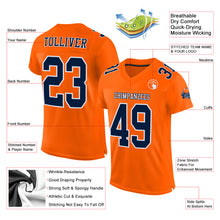 Load image into Gallery viewer, Custom Orange Navy-White Mesh Authentic Football Jersey
