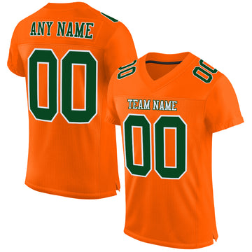 Custom Orange Green-White Mesh Authentic Football Jersey