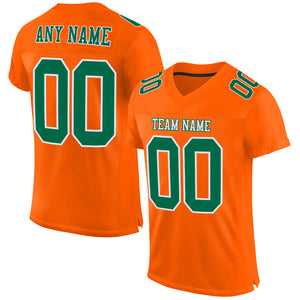 Custom Orange Kelly Green-White Mesh Authentic Football Jersey