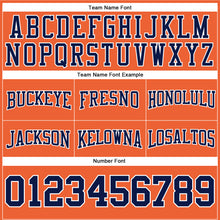 Load image into Gallery viewer, Custom Stitched Orange Navy-White Football Pullover Sweatshirt Hoodie
