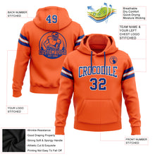 Load image into Gallery viewer, Custom Stitched Orange Royal-White Football Pullover Sweatshirt Hoodie

