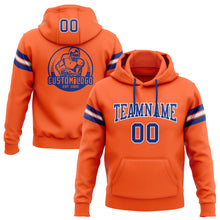 Load image into Gallery viewer, Custom Stitched Orange Royal-White Football Pullover Sweatshirt Hoodie
