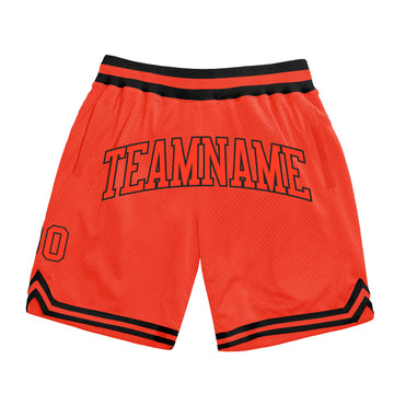 Custom Orange Orange-Black Authentic Throwback Basketball Shorts
