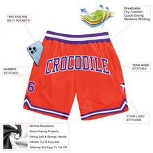 Load image into Gallery viewer, Custom Orange Purple-White Authentic Throwback Basketball Shorts
