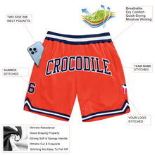 Load image into Gallery viewer, Custom Orange Navy-White Authentic Throwback Basketball Shorts
