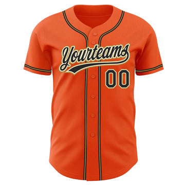 Custom Orange Black Cream-Old Gold Authentic Baseball Jersey
