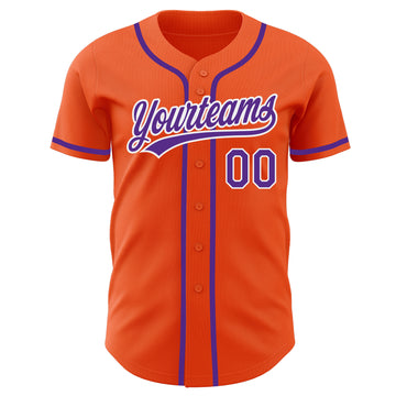 Custom Orange Purple-White Authentic Baseball Jersey