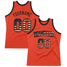 Load image into Gallery viewer, Custom Orange Vintage USA Flag-Black Authentic Throwback Basketball Jersey

