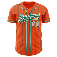 Load image into Gallery viewer, Custom Orange Kelly Green Pinstripe Kelly Green-White Authentic Baseball Jersey
