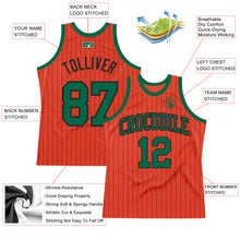 Load image into Gallery viewer, Custom Orange Black Pinstripe Kelly Green Authentic Basketball Jersey
